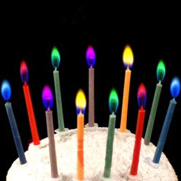 Colored Birthday Cake Candles Safe Flames